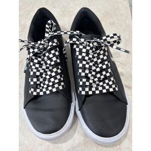 Polo Ralph Lauren Elmwood Black Leather Sneakers Checkered Laces